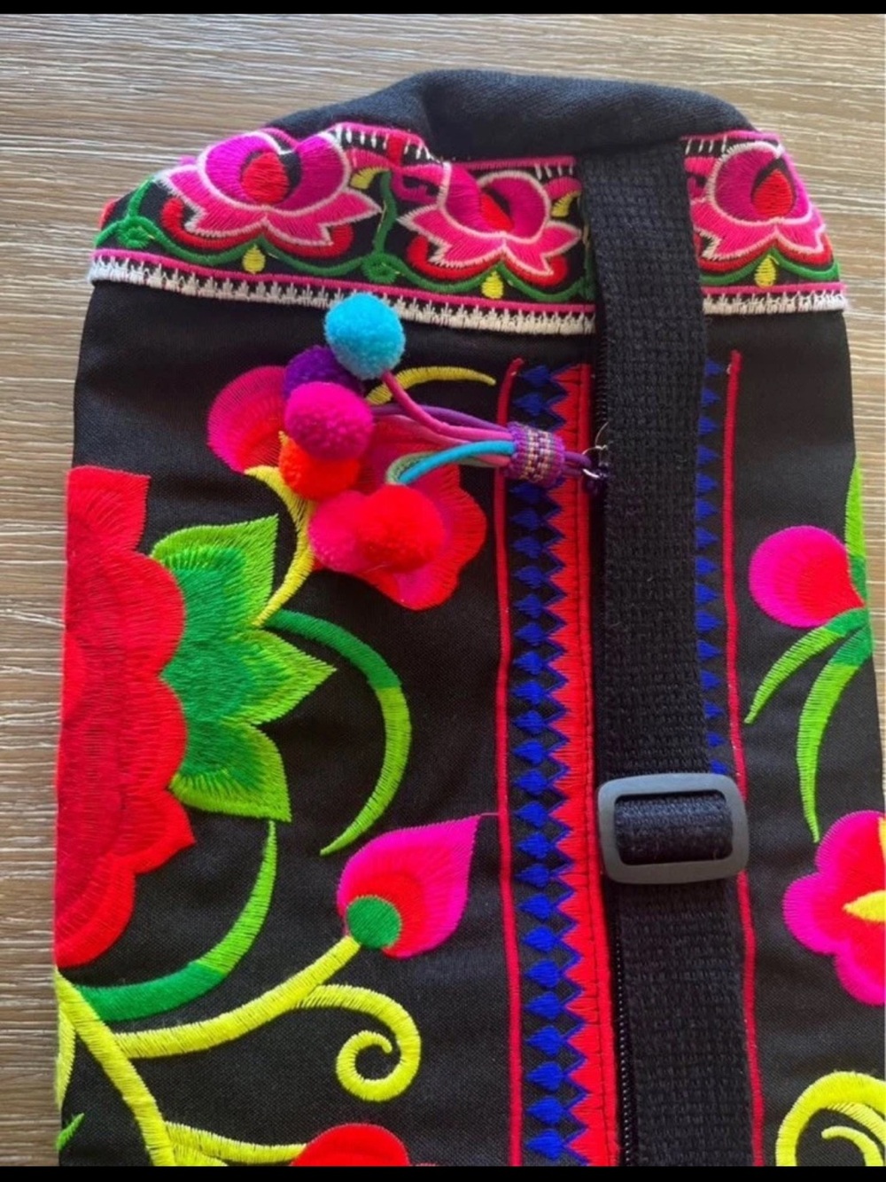Vibrant Floral Embroidered Yoga Mat Bag